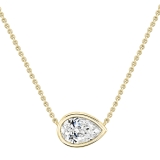 	 IGI Certified 3.00 Ctw Pear Lab Grown Diamond Classic Solitaire Sideways Pendant with 18 inch Gold Chain , 14K Yellow Gold
