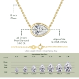	 IGI Certified 3.00 Ctw Pear Lab Grown Diamond Classic Solitaire Sideways Pendant with 18 inch Gold Chain , 14K Yellow Gold