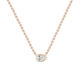 0.25 Ctw Pear Lab Grown Diamond Classic Solitaire Sideways Pendant with 18 inch Gold Chain , 18K Rose Gold