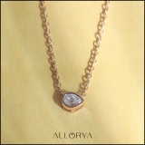 0.25 Ctw Pear Lab Grown Diamond Classic Solitaire Sideways Pendant with 18 inch Gold Chain , 18K Rose Gold