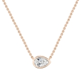 	 IGI Certified 1.50 Ctw Pear Lab Grown Diamond Classic Solitaire Sideways Pendant with 18 inch Gold Chain , 18K Rose Gold