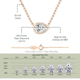 	 IGI Certified 1.50 Ctw Pear Lab Grown Diamond Classic Solitaire Sideways Pendant with 18 inch Gold Chain , 18K Rose Gold