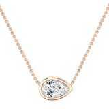 	 IGI Certified 3.00 Ctw Pear Lab Grown Diamond Classic Solitaire Sideways Pendant with 18 inch Gold Chain , 18K Rose Gold