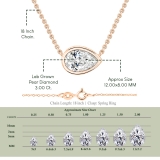 	 IGI Certified 3.00 Ctw Pear Lab Grown Diamond Classic Solitaire Sideways Pendant with 18 inch Gold Chain , 18K Rose Gold