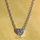 0.25 Cttw Heart Cut Lab Grown White Diamond Solitaire Bezel Set Pendant Necklace with 18 inch Silver Chain for Women in 925 Sterling Silver
