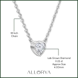 0.25 Cttw Heart Cut Lab Grown White Diamond Solitaire Bezel Set Pendant Necklace with 18 inch Silver Chain for Women in 925 Sterling Silver