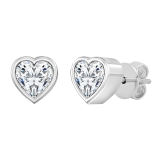 0.50 Cttw Heart Cut Lab Grown Diamond Solitaire Bezel Set Stud Earrings for Women in 925 Sterling Silver in Push Back