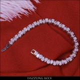 12.75 Cttw Pear Shaped Lab Grown White Diamond Link Bracelet for Women in 925 Sterling Silver