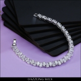 11.20 Cttw Pear Lab Grown White Diamond Link Bracelet for Women in 925 Sterling Silver