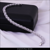 16.17 Cttw Pear Shape Lab Grown White Diamond Link Bracelet for Women in 925 Sterling Silver
