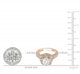 DGLA CERTIFIED Round Lab Grown White Diamond Halo Flower Cathedral Tapered Shank Engagement Ring for Her (0.49 ctw, Color H-I, Clarity SI2) in 10K Rose Gold