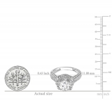 DGLA CERTIFIED Round Lab Grown White Diamond Halo Flower Cathedral Tapered Shank Engagement Ring for Her (0.49 ctw, Color H-I, Clarity SI2) in 925 Sterling Silver
