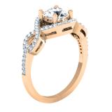 IGI CERTIFIED 6.2mm Round Centre & 0.24 Carat (ctw) Side Lab Grown White Diamond Crisscross Twisted Shank Wedding Ring for Her in 18K Rose Gold