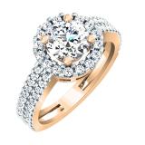 IGI Certified 1.46 ctw Round Lab Grown White Diamond Halo Wedding Ring for Women (7mm Center Diamond, Color H-I, Clarity SI2) in 18K Rose Gold