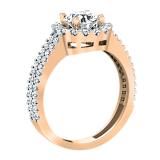 IGI Certified 1.46 ctw Round Lab Grown White Diamond Halo Wedding Ring for Women (7mm Center Diamond, Color H-I, Clarity SI2) in 18K Rose Gold