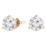 0.75 Cttw Round Lab Grown Diamond Solitaire Stud Earrings for Women in 10K Rose Gold in Push Back