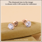 0.75 Cttw Round Lab Grown Diamond Solitaire Stud Earrings for Women in 10K Rose Gold in Push Back