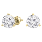 0.75 Cttw Round Lab Grown Diamond Solitaire Stud Earrings for Women in 10K Yellow Gold in Screw Back