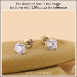 0.75 Cttw Round Lab Grown Diamond Solitaire Stud Earrings for Women in 10K Yellow Gold in Screw Back