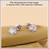 0.50 Cttw Round Lab Grown Diamond Solitaire Stud Earrings for Women in 18K White Gold in Push Back