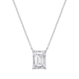 IGI Certified 1.00 Ctw Emerald Lab Grown Diamond Classic Solitaire Pendant with 18 inch Silver Chain, 925 Sterling Silver
