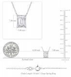 IGI Certified 1.00 Ctw Emerald Lab Grown Diamond Classic Solitaire Pendant with 18 inch Silver Chain, 925 Sterling Silver