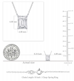 0.50 Ctw Emerald Lab Grown Diamond Classic Solitaire Pendant with 18 inch Silver Chain, 925 Sterling Silver