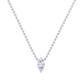 0.50 Ctw Marquise Lab Grown Diamond Classic Solitaire Pendant with 18 inch Gold Chain, 10K White Gold