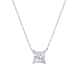 0.50 Ctw Princess Lab Grown Diamond 4 Prong Solitaire Pendant with 18 inch Silver Chain, 925 Sterling Silver