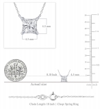 0.50 Ctw Princess Lab Grown Diamond 4 Prong Solitaire Pendant with 18 inch Silver Chain, 925 Sterling Silver