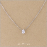 0.50 Ctw Pear Lab Grown Diamond Teardrop Solitaire Pendant with 18 inch Gold Chain, 10K White Gold