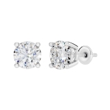 10K White Gold 4 Prong Solitaire Stud Earrings, 0.50 CT Round Lab Grown Diamond in Screw Back