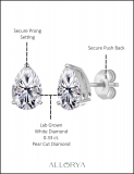 0.33 Cttw Pear Lab Grown Diamond Solitaire Stud Earrings for Women in 925 Sterling Silver in Push Back