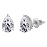 0.33 Cttw Pear Lab Grown Diamond Solitaire Stud Earrings for Women in 925 Sterling Silver in Screw Back