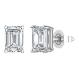IGI Certified 2.50 Ctw Emerald Cut Lab Grown Diamond Solitaire 4 Prong Stud Earrings, 10K White Gold in Push Back