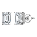 IGI Certified 2.50 Ctw Emerald Cut Lab Grown Diamond Solitaire 4 Prong Stud Earrings, 10K White Gold in Screw Back
