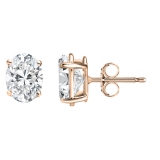 IGI Certified 1.00 Cttw Oval Lab Grown Diamond Solitaire Stud Earrings for Women in 10K Rose Gold in Push Back