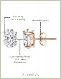 IGI Certified 1.00 Cttw Oval Lab Grown Diamond Solitaire Stud Earrings for Women in 10K Rose Gold in Push Back