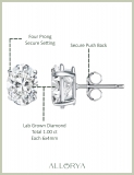 IGI Certified 1.00 Cttw Oval Lab Grown Diamond Solitaire Stud Earrings for Women in 10K White Gold in Push Back