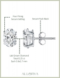 0.25 Cttw Oval Lab Grown Diamond Solitaire Stud Earrings for Women in 925 Sterling Silver in Push Back