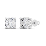 IGI Certified 3.00 Cttw Asscher Lab Grown Diamond Solitaire Stud Earrings for Women in 10K White Gold in Push Back
