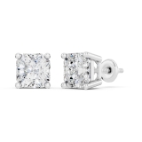 IGI Certified 3.00 Cttw Asscher Lab Grown Diamond Solitaire Stud Earrings for Women in 10K White Gold in Screw Back
