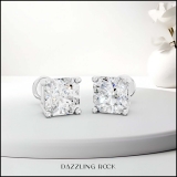 IGI Certified 3.00 Cttw Asscher Lab Grown Diamond Solitaire Stud Earrings for Women in 10K White Gold in Screw Back