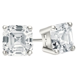 IGI Certified 3.00 Cttw Asscher Lab Grown Diamond Solitaire Stud Earrings for Women in 925 Sterling Silver in Push Back