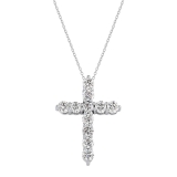 0.25 Cttw Round Lab Grown Diamond Classic Cross Pendant with 18 inch Gold Chain, 10K White Gold