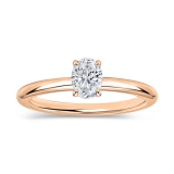 0.25 Ctw Oval Lab Grown Diamond Classic Single Stone Ring, 10K Rose Gold