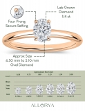 0.25 Ctw Oval Lab Grown Diamond Classic Single Stone Ring, 10K Rose Gold
