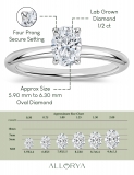 0.50 Ctw Oval Lab Grown Diamond Classic Single Stone Ring, 925 Sterling Silver