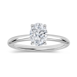IGI Certified 0.75 Ctw Oval Lab Grown Diamond Classic Single Stone Ring, 925 Sterling Silver