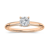 0.50 Ctw Cushion Lab Grown Diamond Classic Solitaire Ring, 10K Rose Gold